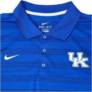 Kentucky Wildcats Polo Shirt Men's 2XL UK Blue Striped Dri-Fit Nike Stretch Golf